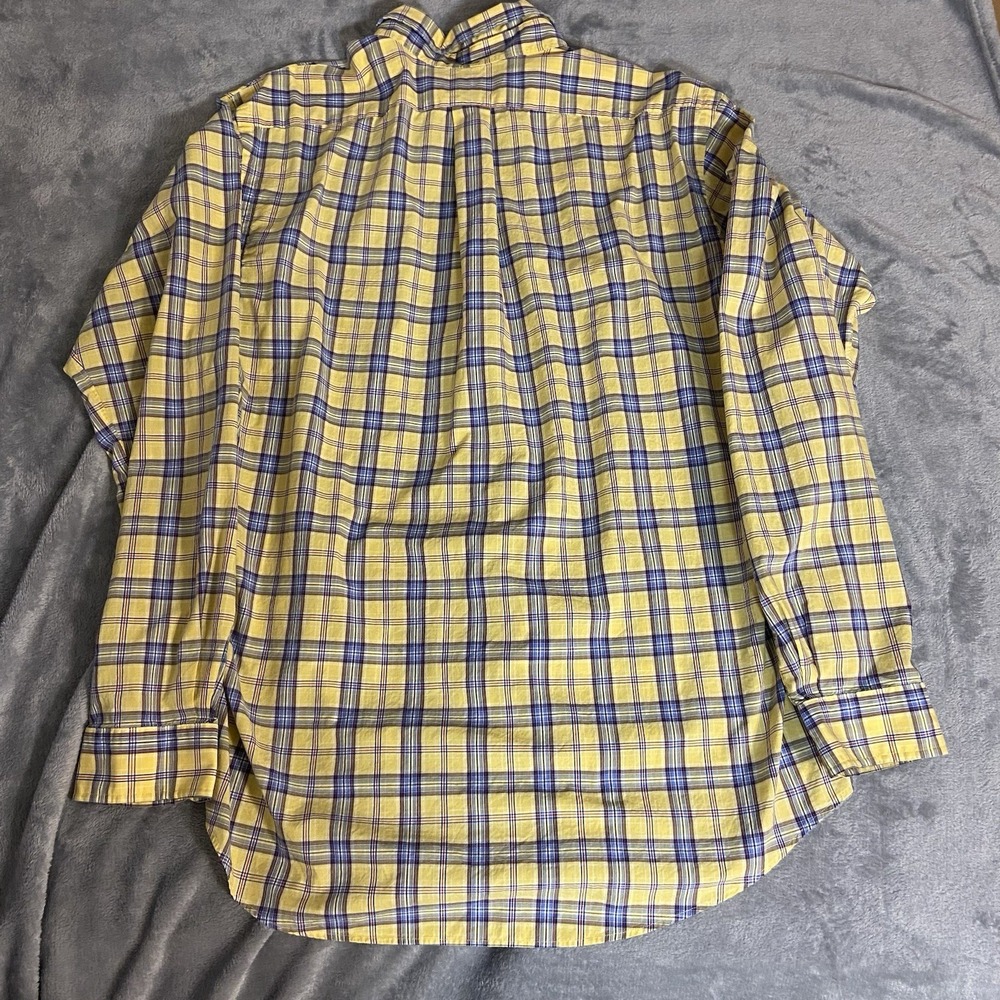 Ralph Lauren Men's Navy Yellow Plaid Classic Dress Shirt Pony X-Large - Picture 7 of 9
